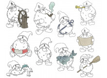 Stickdatei - 10 Seebär Gnome